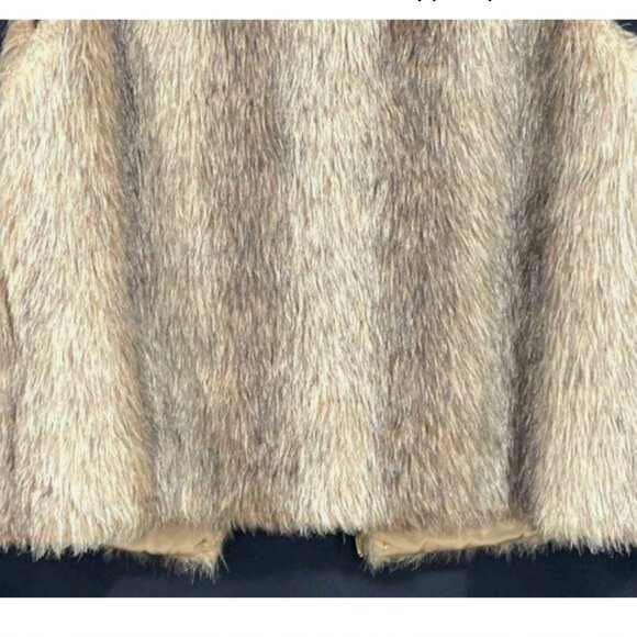 Vintage Cheyenne Faux Coyote Fur Vest Brown Tan Tie Front Oversized Women OS - Picture 7 of 11